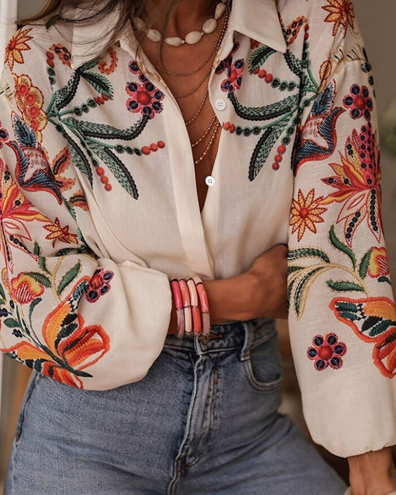 Women's Oversized Floral Blouse - XS