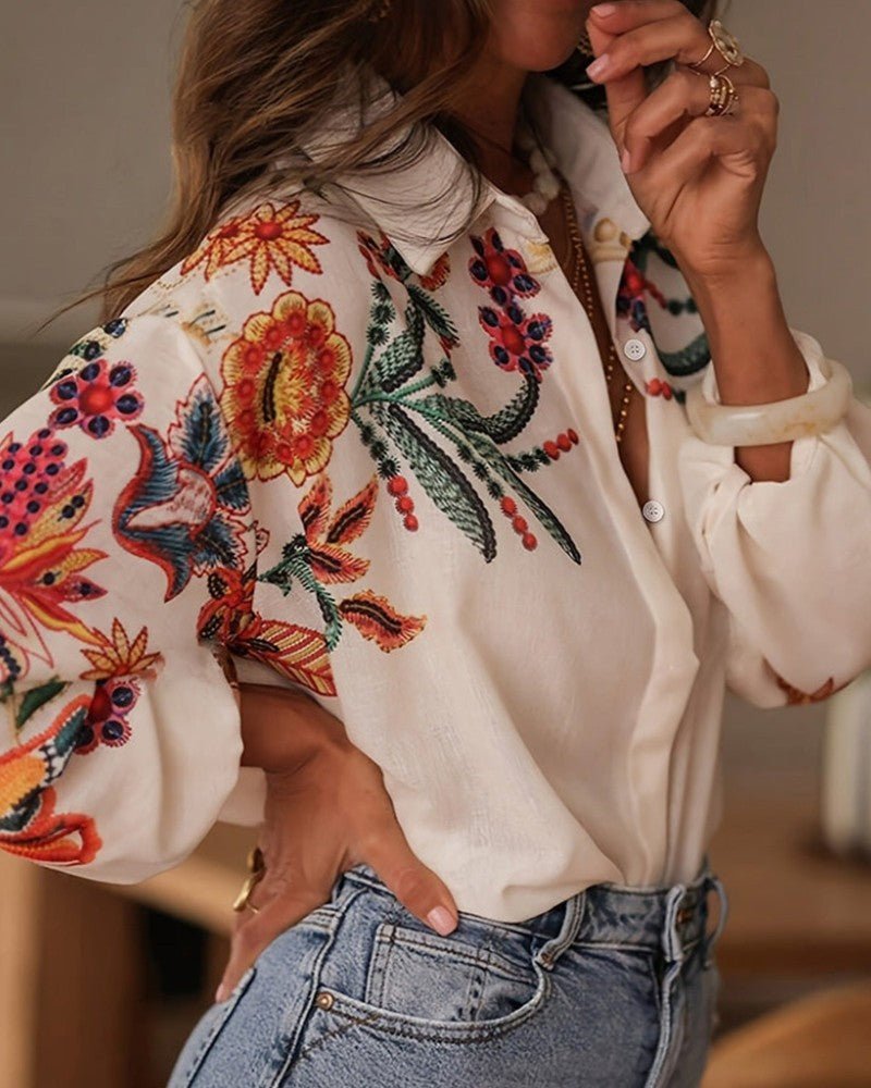 Women's Oversized Floral Blouse - M