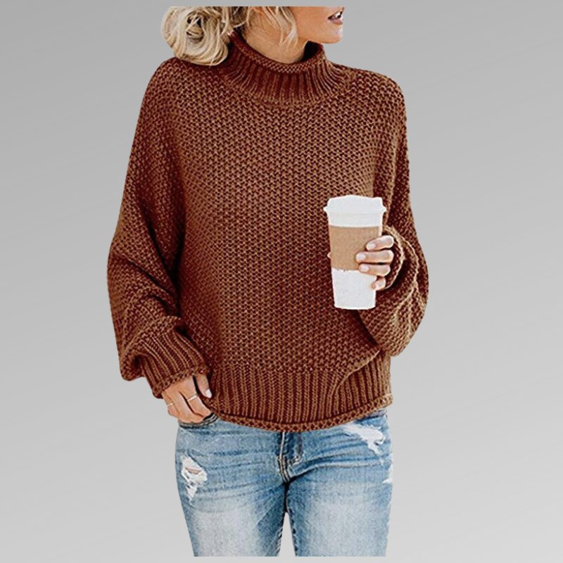 Women's Oversized Turtleneck Sweater - White