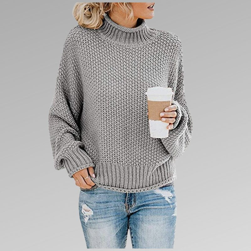 Women's Oversized Turtleneck Sweater - Gray