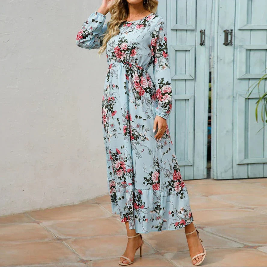 Long Sleeve Floral Maxi Dress - Violet (Almost sold out)