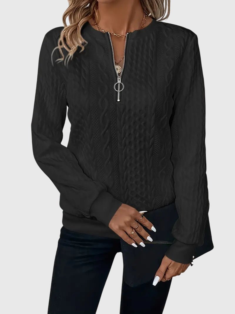 Women's Quarter-Zip Pullover Sweatshirt - Black