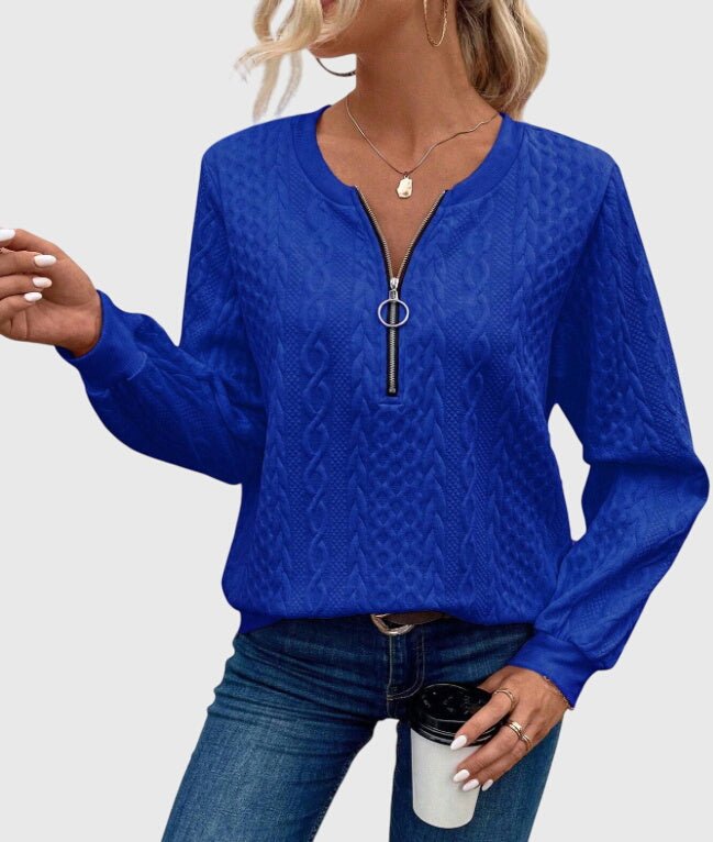 Women's Quarter-Zip Pullover Sweatshirt - Blue