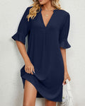 Short Sleeve Mini Dress - Dark Blue