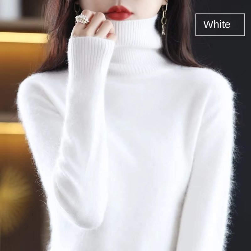 Women's Slim Wool Turtleneck Sweater - White