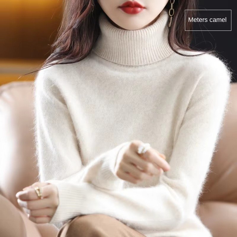 Women's Slim Wool Turtleneck Sweater - Meters Camel