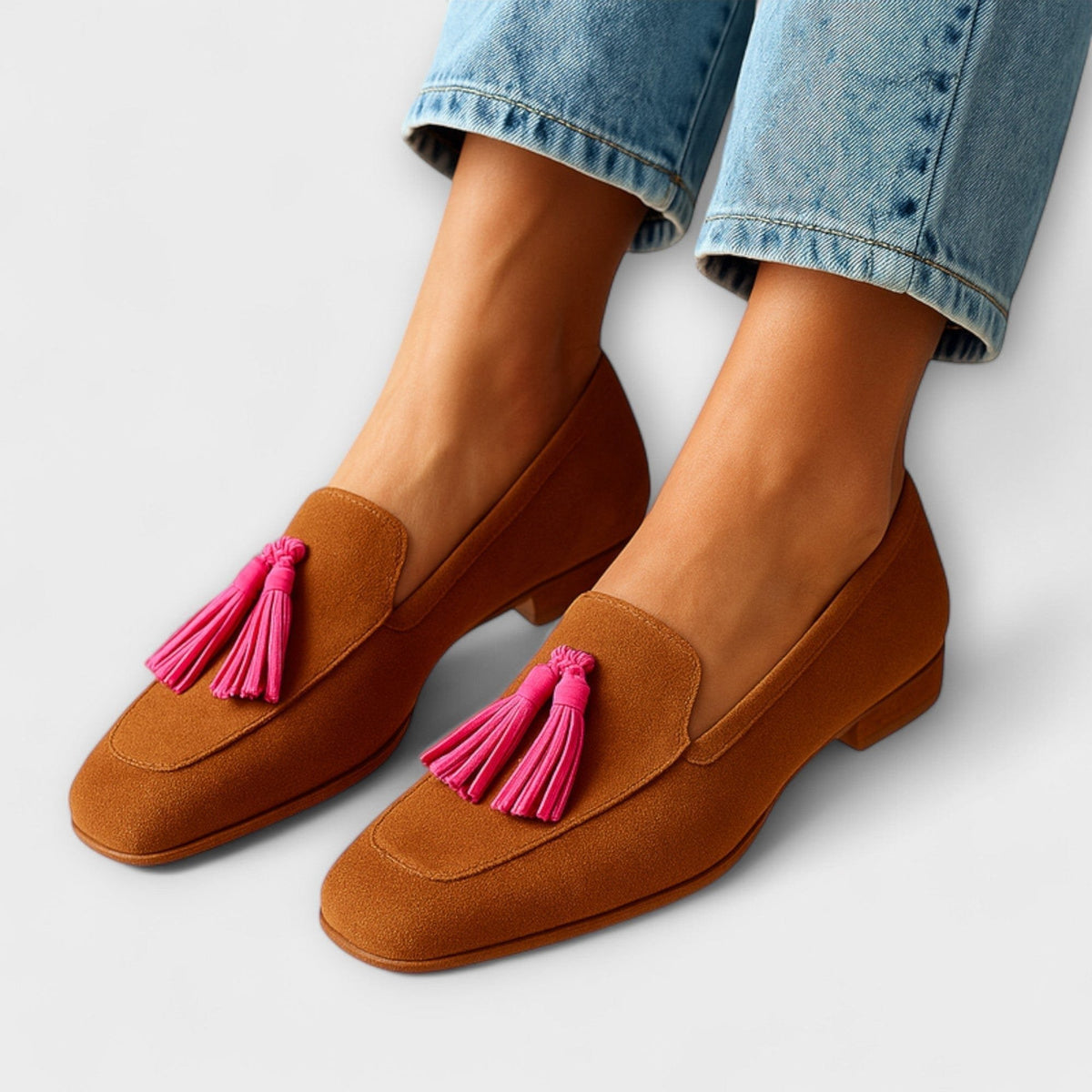 Women's Square-Toe Suede Tassel Loafers - 4