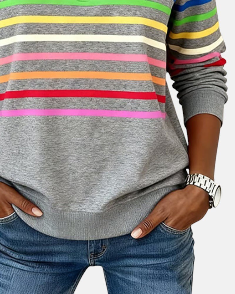 Women's Striped Quarter-Zip Sweatshirt