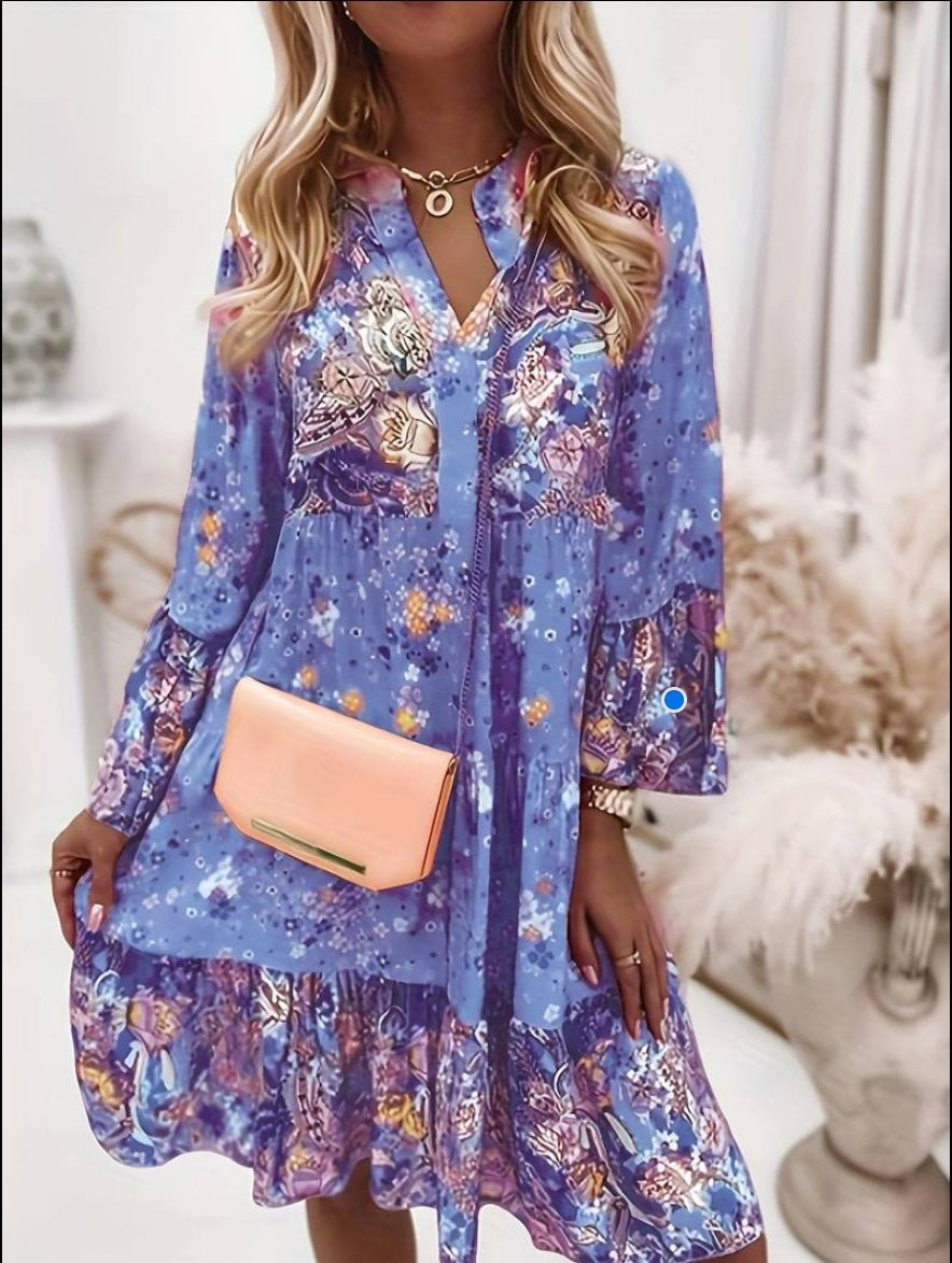 Floral Long Sleeve Midi Dress