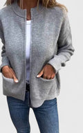 Women's Knit Bomber Cardigan - Gray