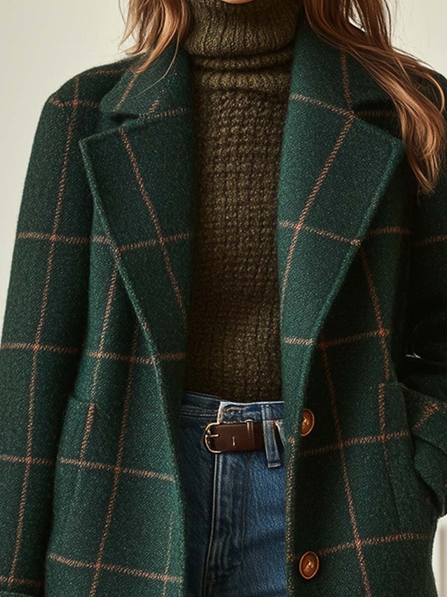 Women's Oversized Plaid Wool Coat