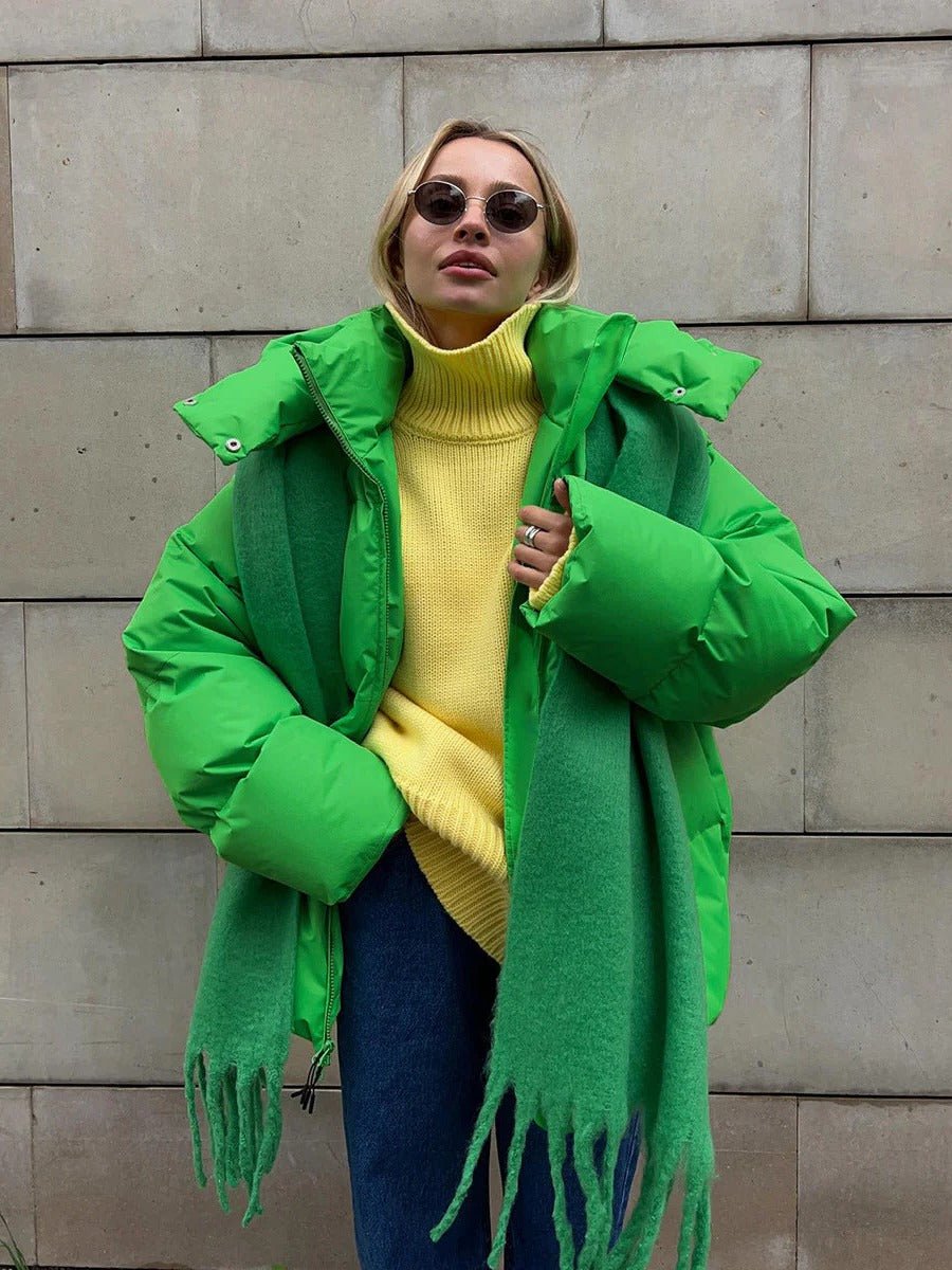 Women's Oversized Puffer Jacket - Light Green