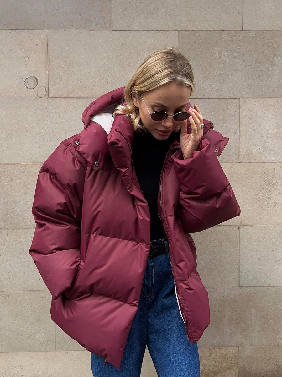 Women's Oversized Puffer Jacket - Red