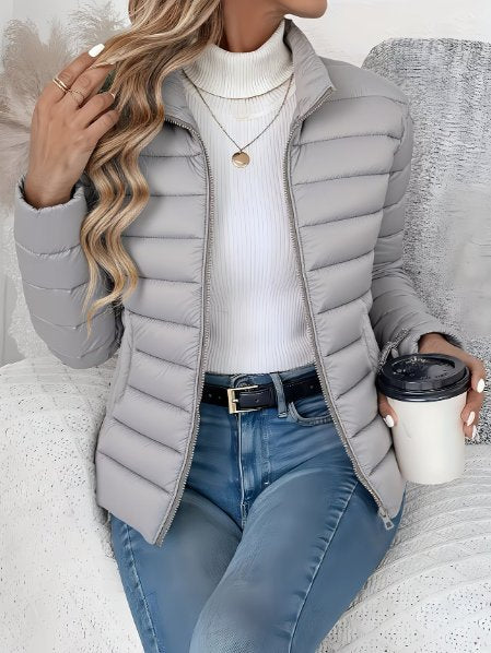 Women's Slim Puffer Jacket - Grey