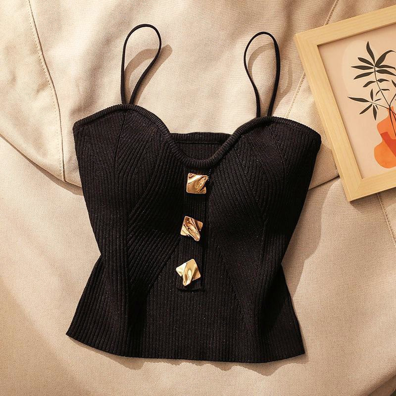 Knit Corset Cami Top - Black