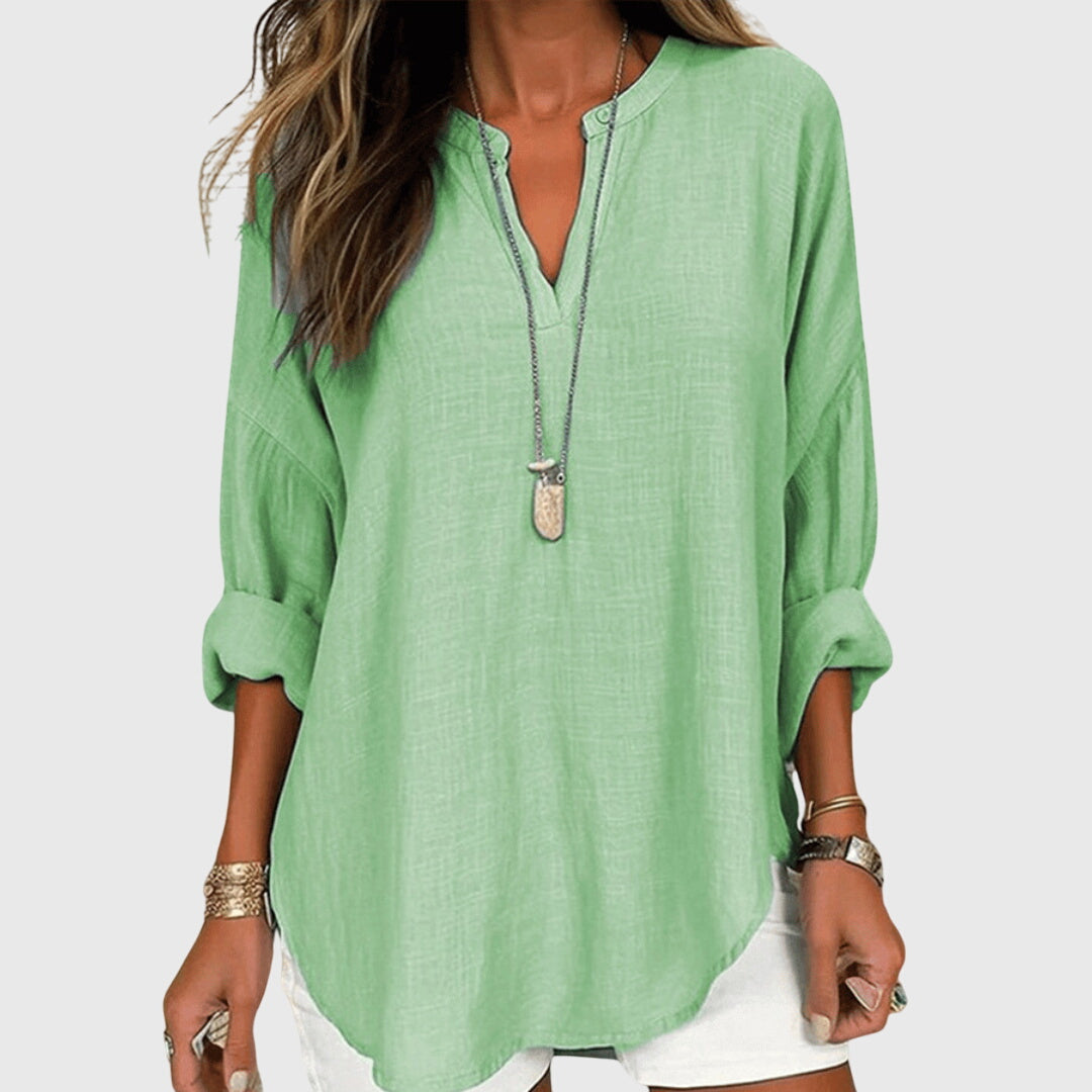 Laura Women's Cotton V Neck Tunic Blouse 3