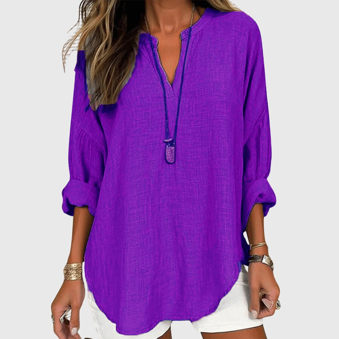 Laura Women's Cotton V Neck Tunic Blouse 6