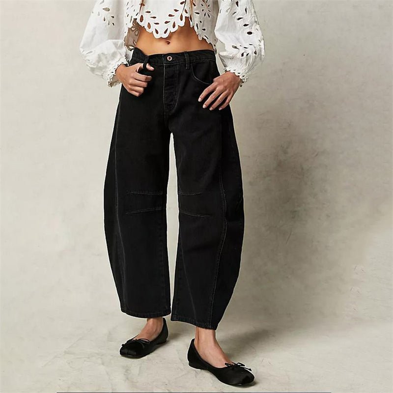 Women's High-Waisted Wide-Leg Jeans - Black