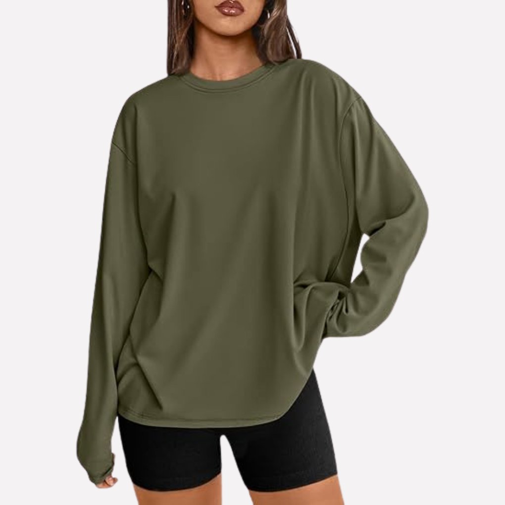 Women's Oversized Crewneck Sweatshirt - Dark Green