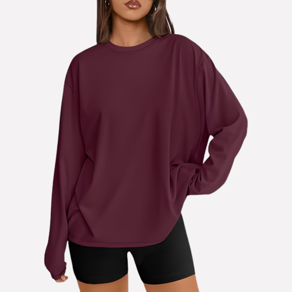 Women's Oversized Crewneck Sweatshirt - Burgundy