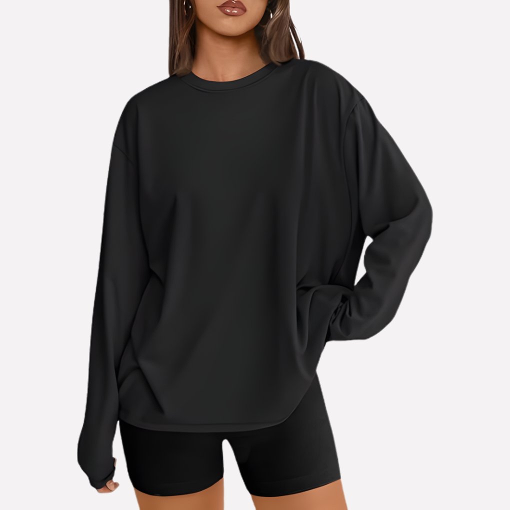 Women's Oversized Crewneck Sweatshirt - Black