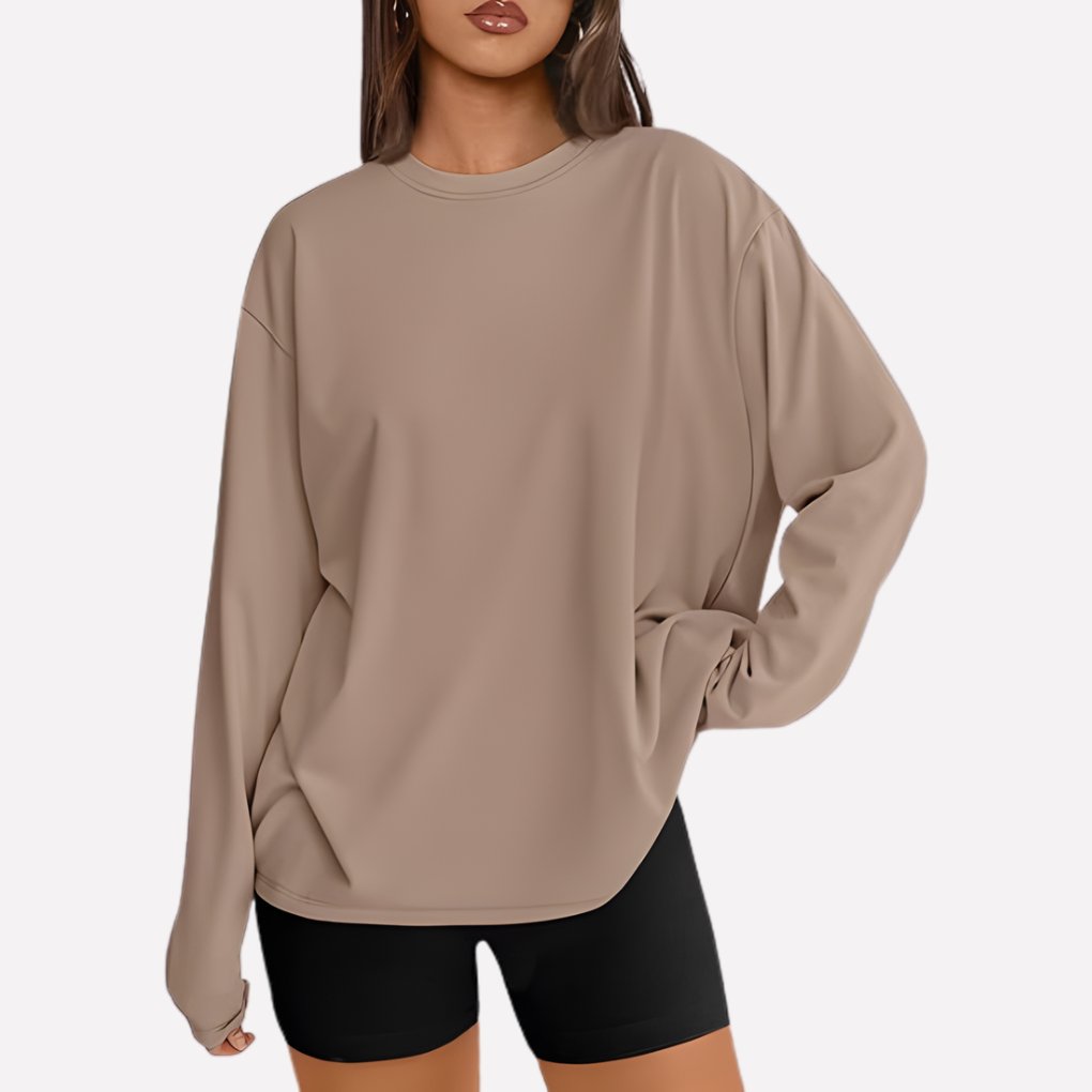 Women's Oversized Crewneck Sweatshirt - Khaki