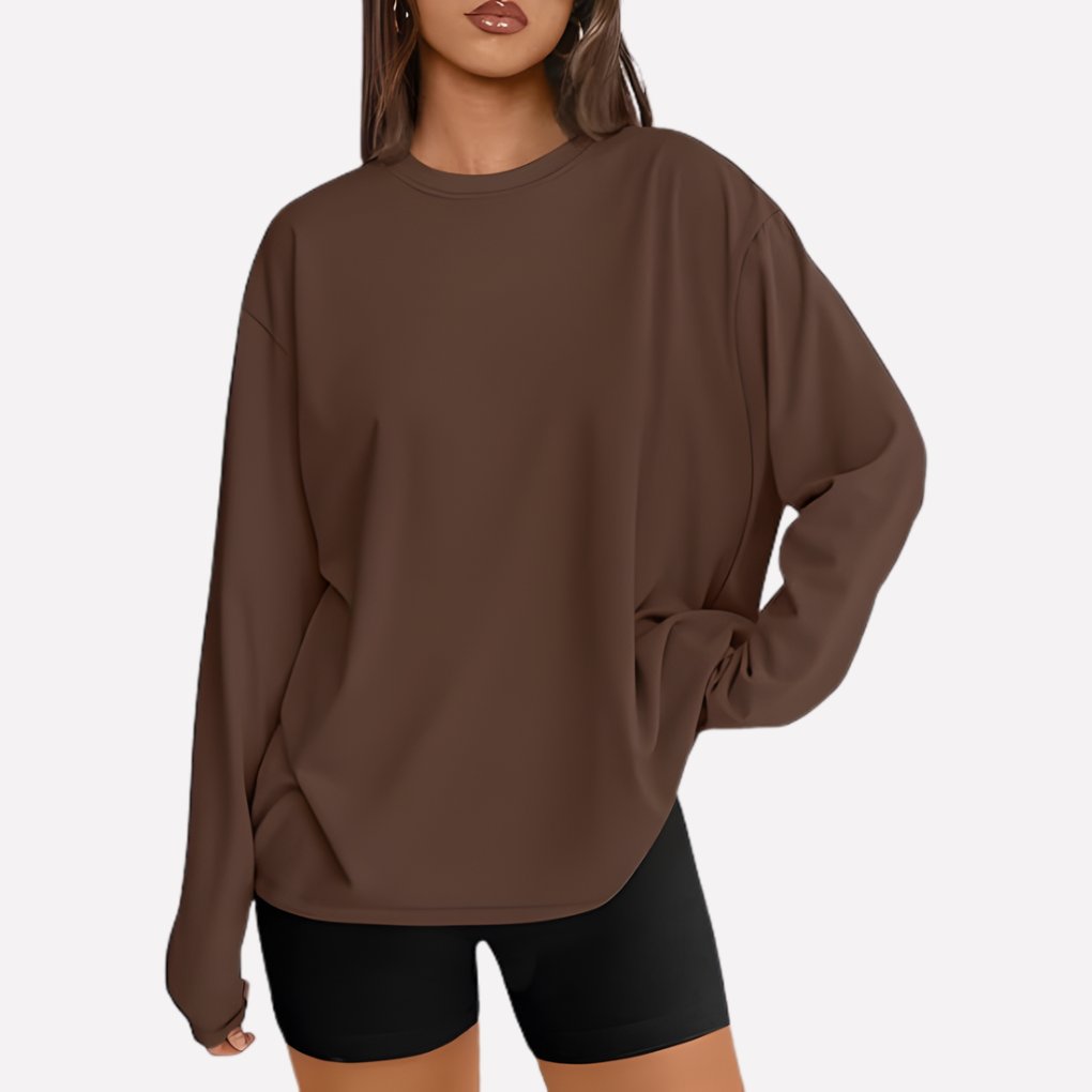 Women's Oversized Crewneck Sweatshirt - Brown
