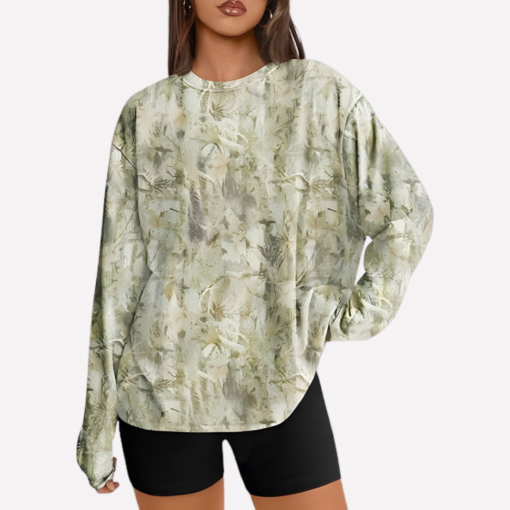 Women's Oversized Crewneck Sweatshirt - Camo light green