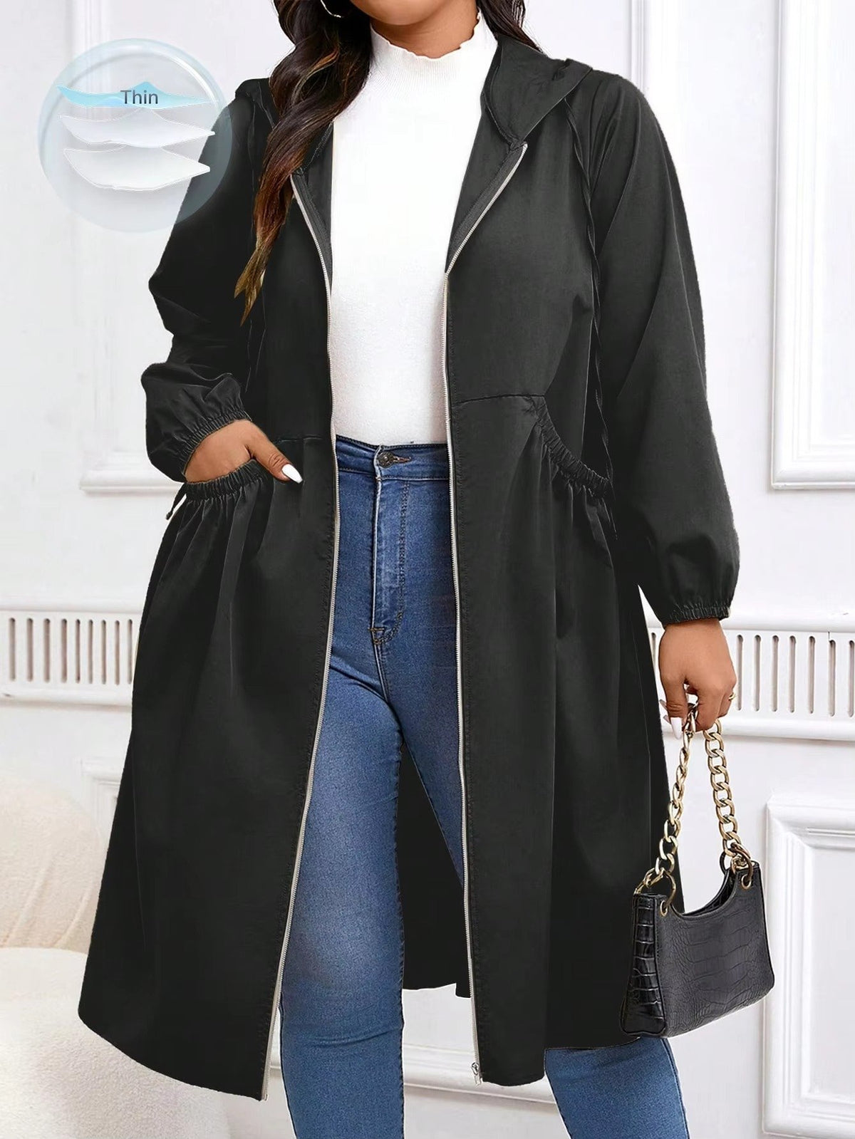 Women's Oversized Trench Coat - Black