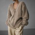 Women's Oversized V-Neck Cardigan - Brown