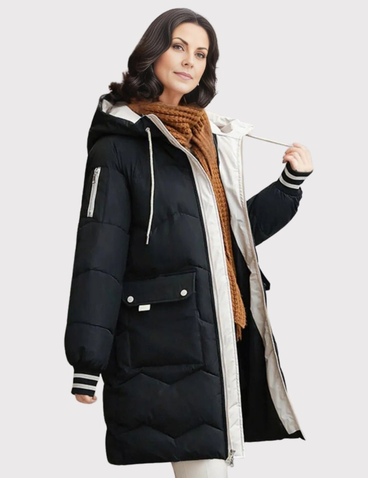 Women's Quilted Hooded Puffer Coat - Black