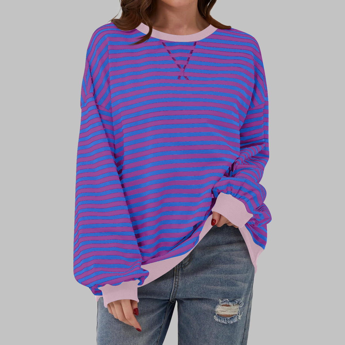Women's Striped Oversized Sweatshirt