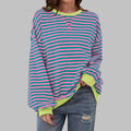 Women's Striped Oversized Sweatshirt - Pink