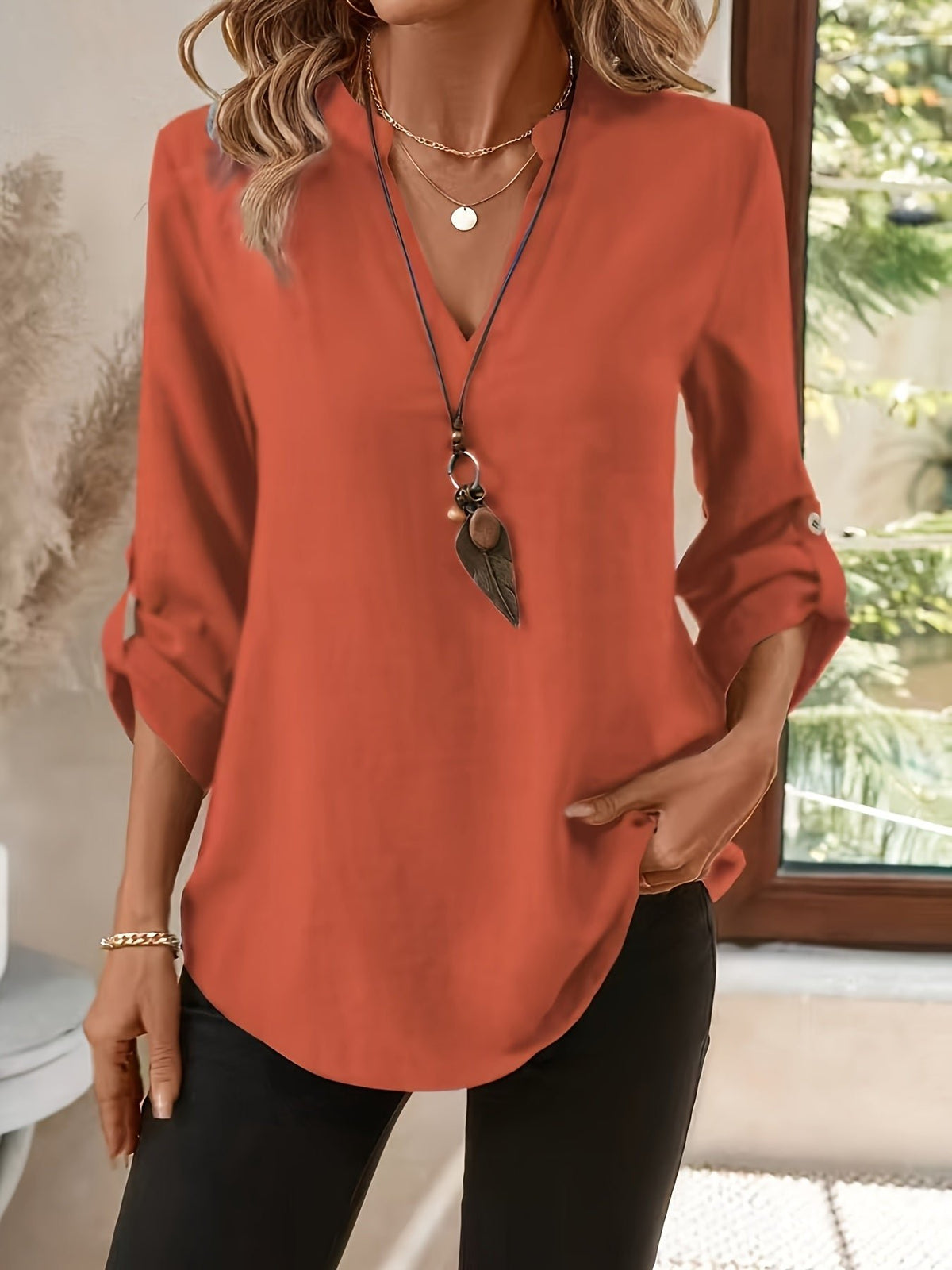 Women's V-Neck Tunic Blouse