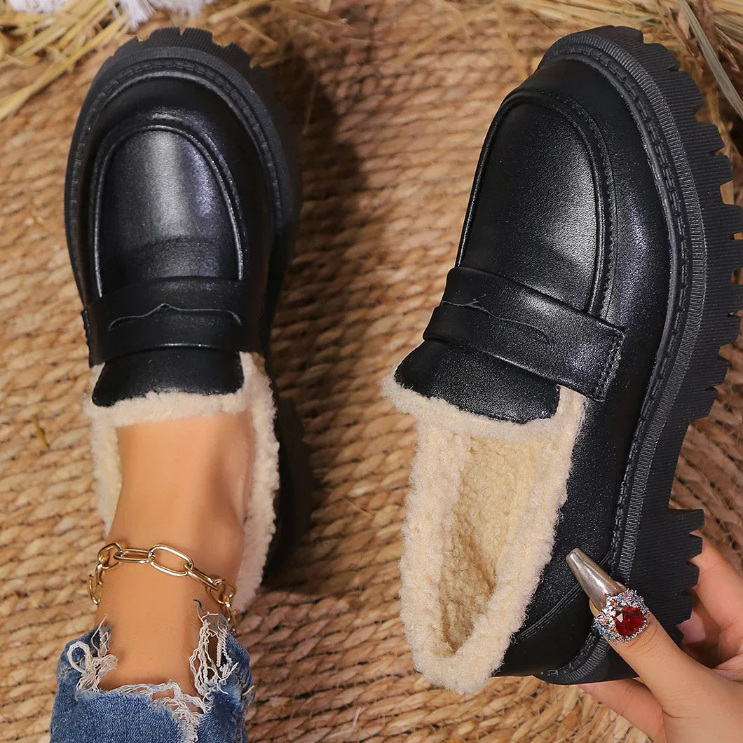 Leonie Women's Leather Faux Fur Lined Loafers 1