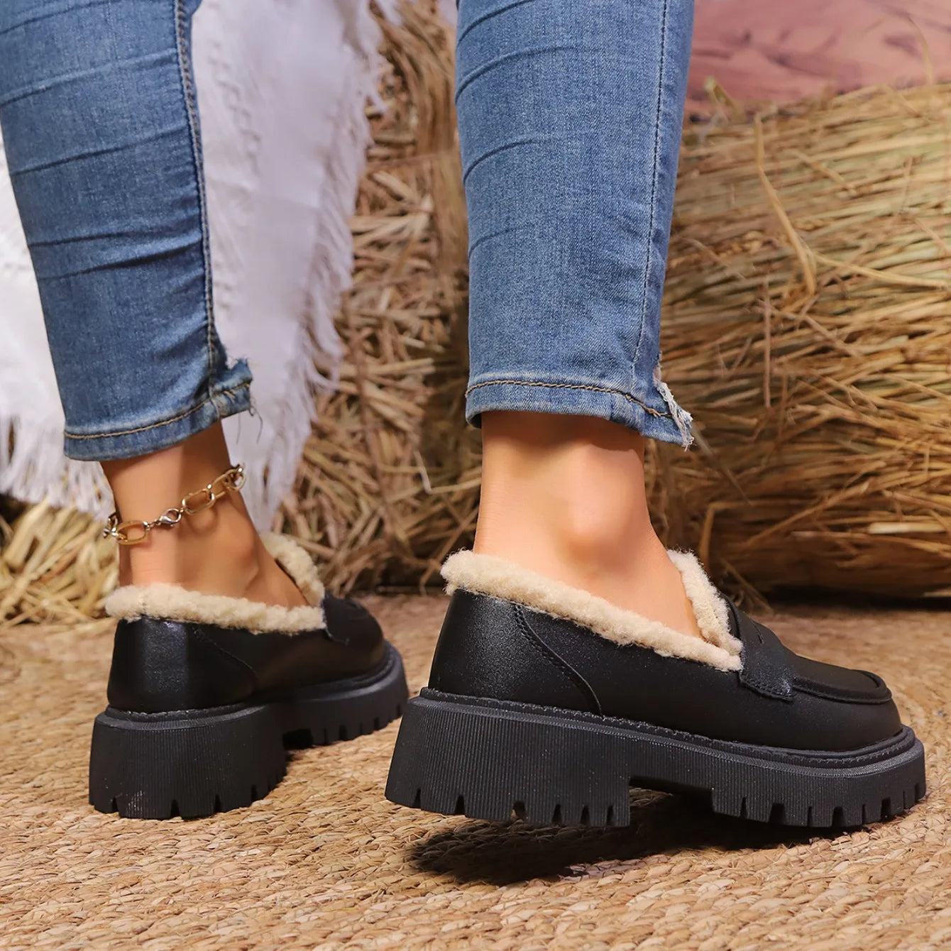 Leonie Women's Leather Faux Fur Lined Loafers 8