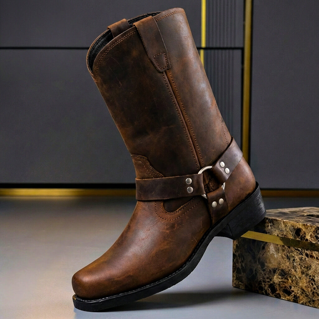 Liam Men's Leather Harness Ankle Boots 1