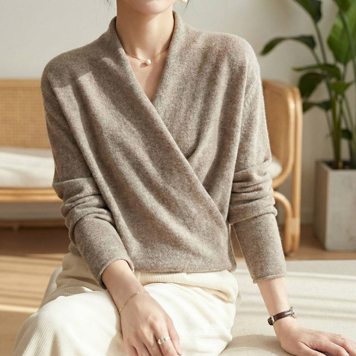 Women's Cashmere-Blend Wrap Sweater