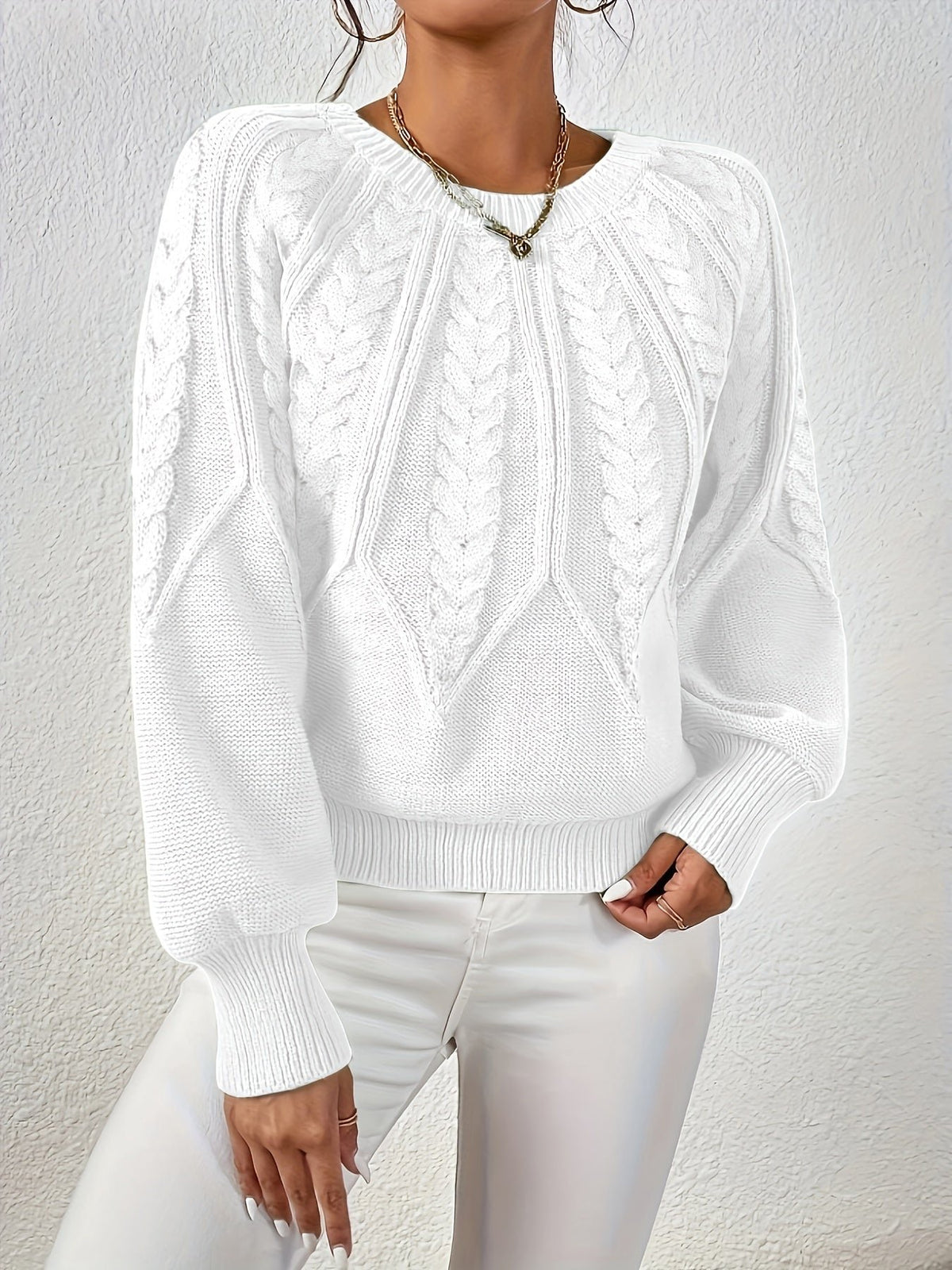 Women's Cropped Cable Knit Sweater