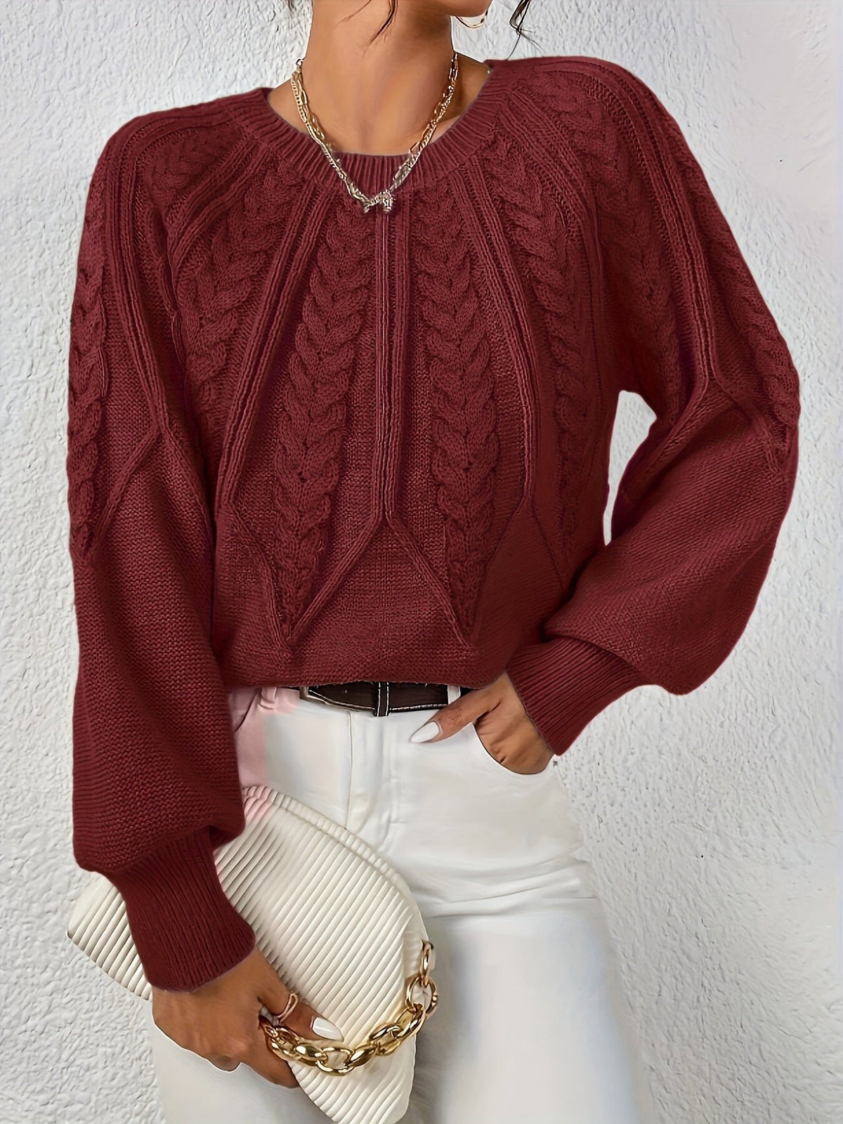 Women's Cropped Cable Knit Sweater