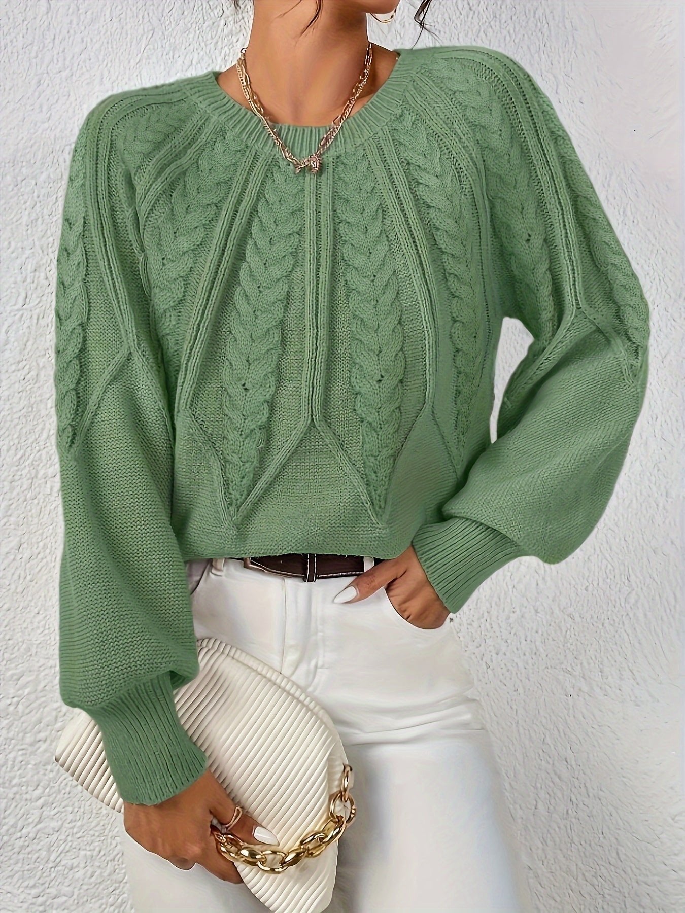 Women's Cropped Cable Knit Sweater