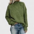 Women's Oversized Cable Knit Turtleneck Sweater - Green