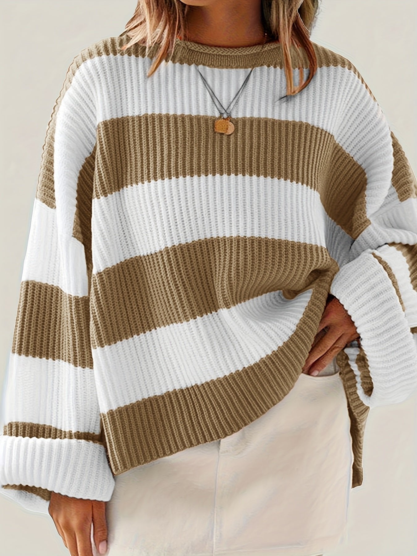Women's Oversized Striped Knit Sweater
