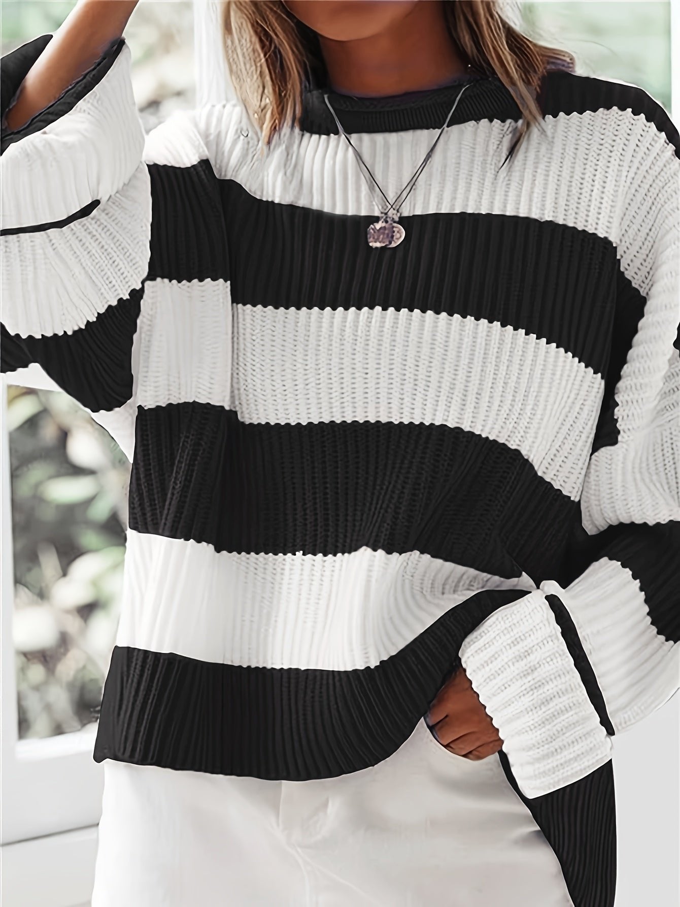 Women's Oversized Striped Knit Sweater