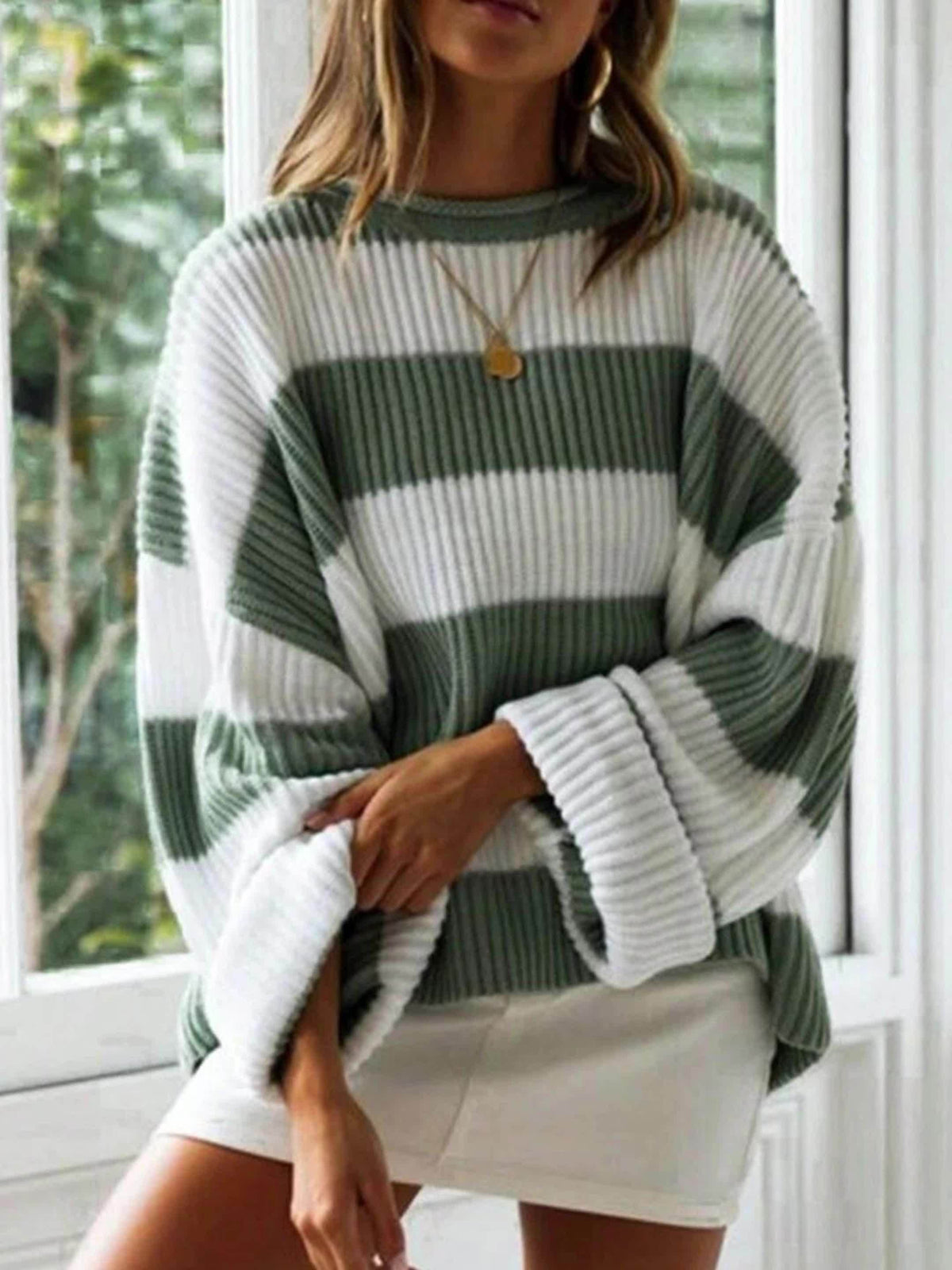 Women's Oversized Striped Knit Sweater