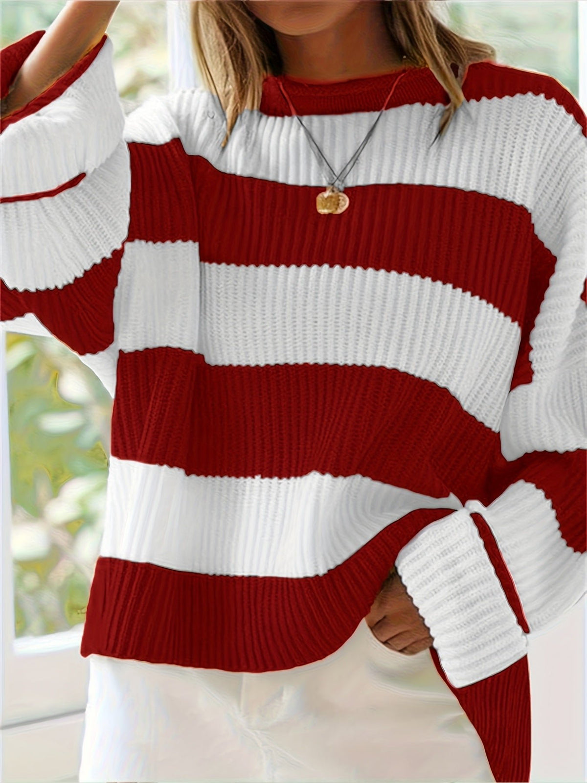 Women's Oversized Striped Knit Sweater