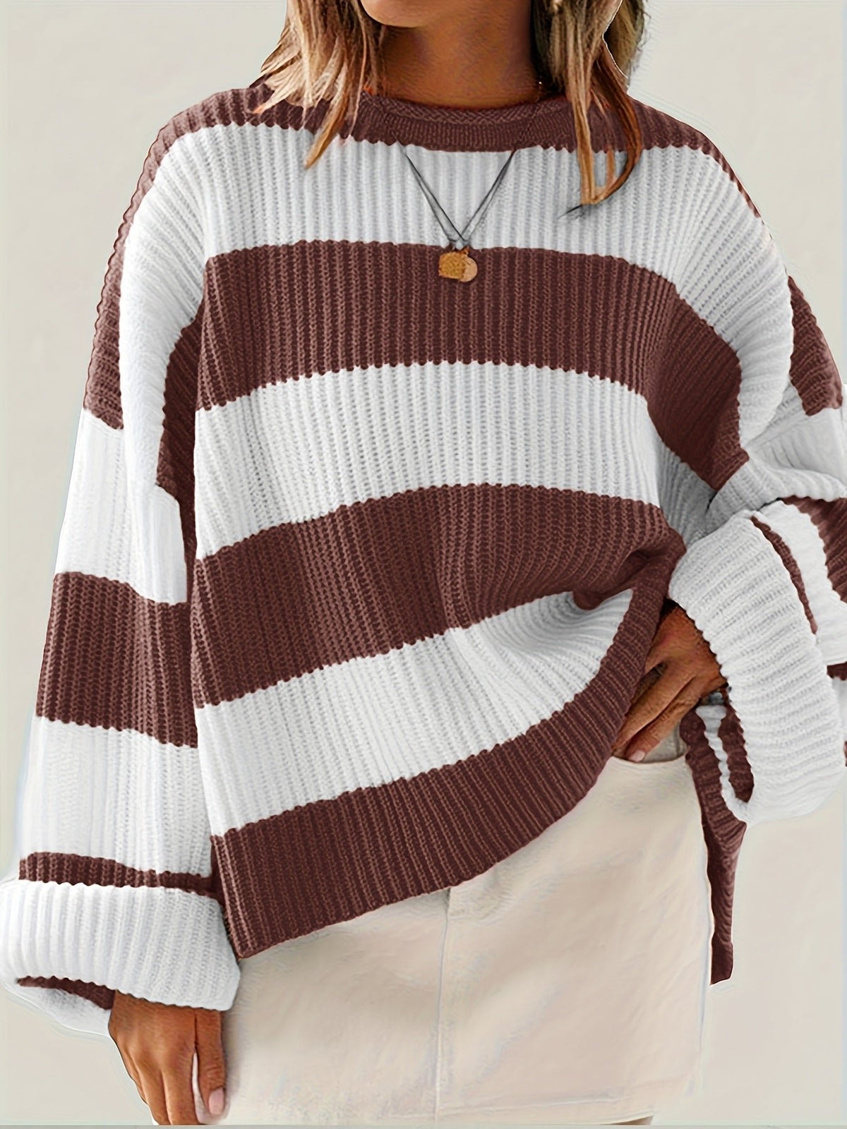 Women's Oversized Striped Knit Sweater