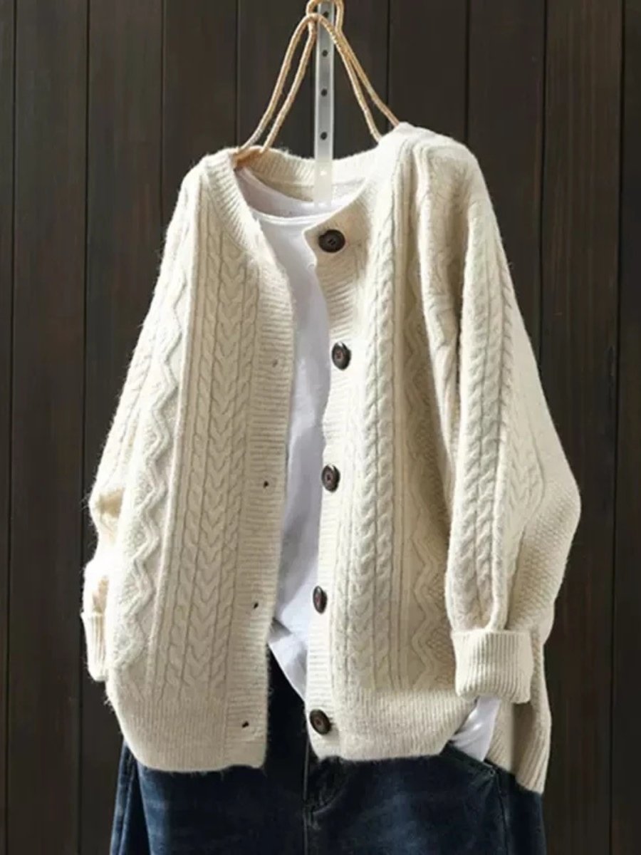 Women's Oversized Wool Cardigan - Beige
