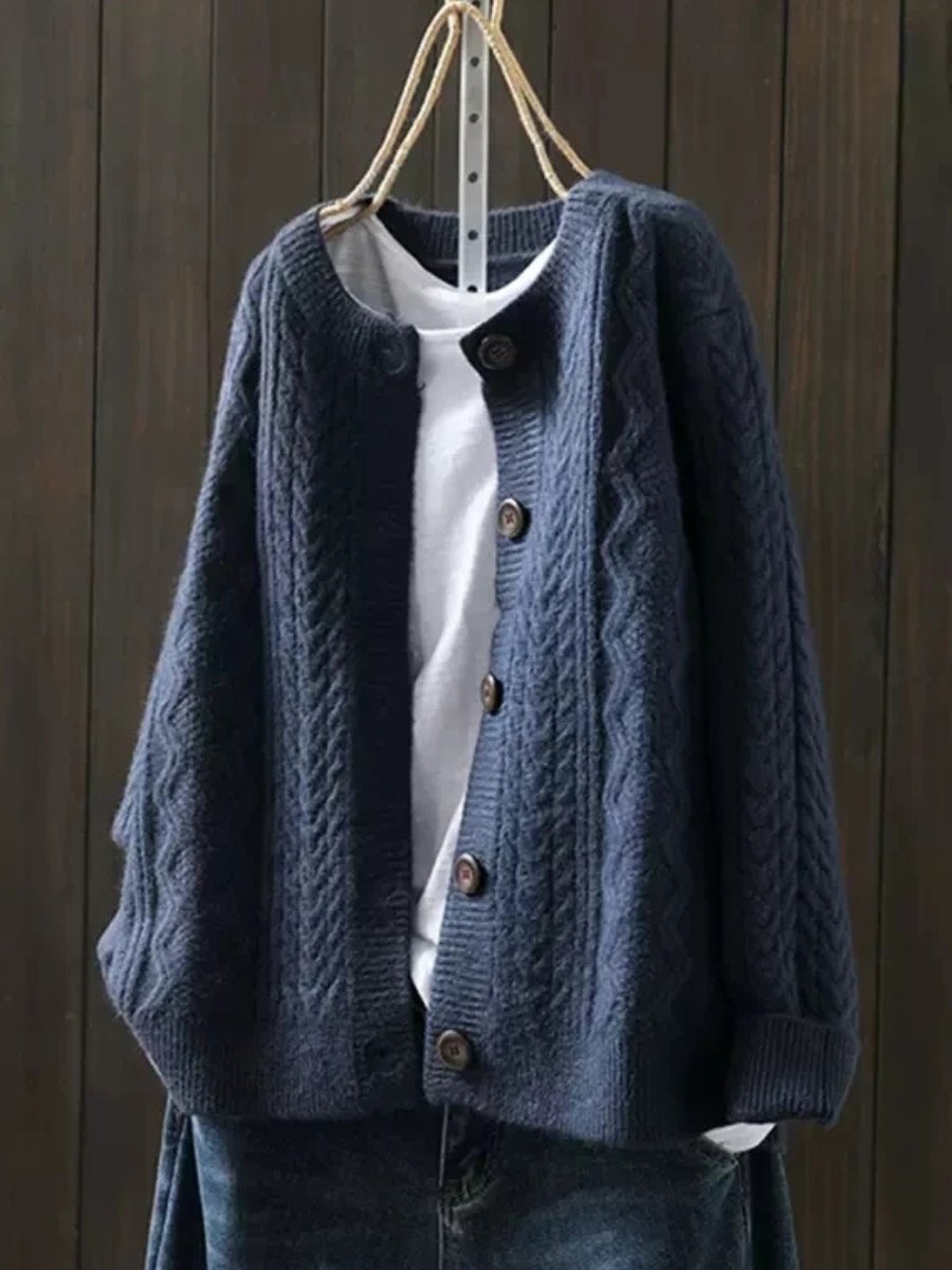 Women's Oversized Wool Cardigan - Navy Blue