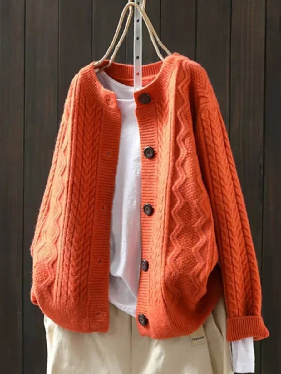 Women's Oversized Wool Cardigan - Orange